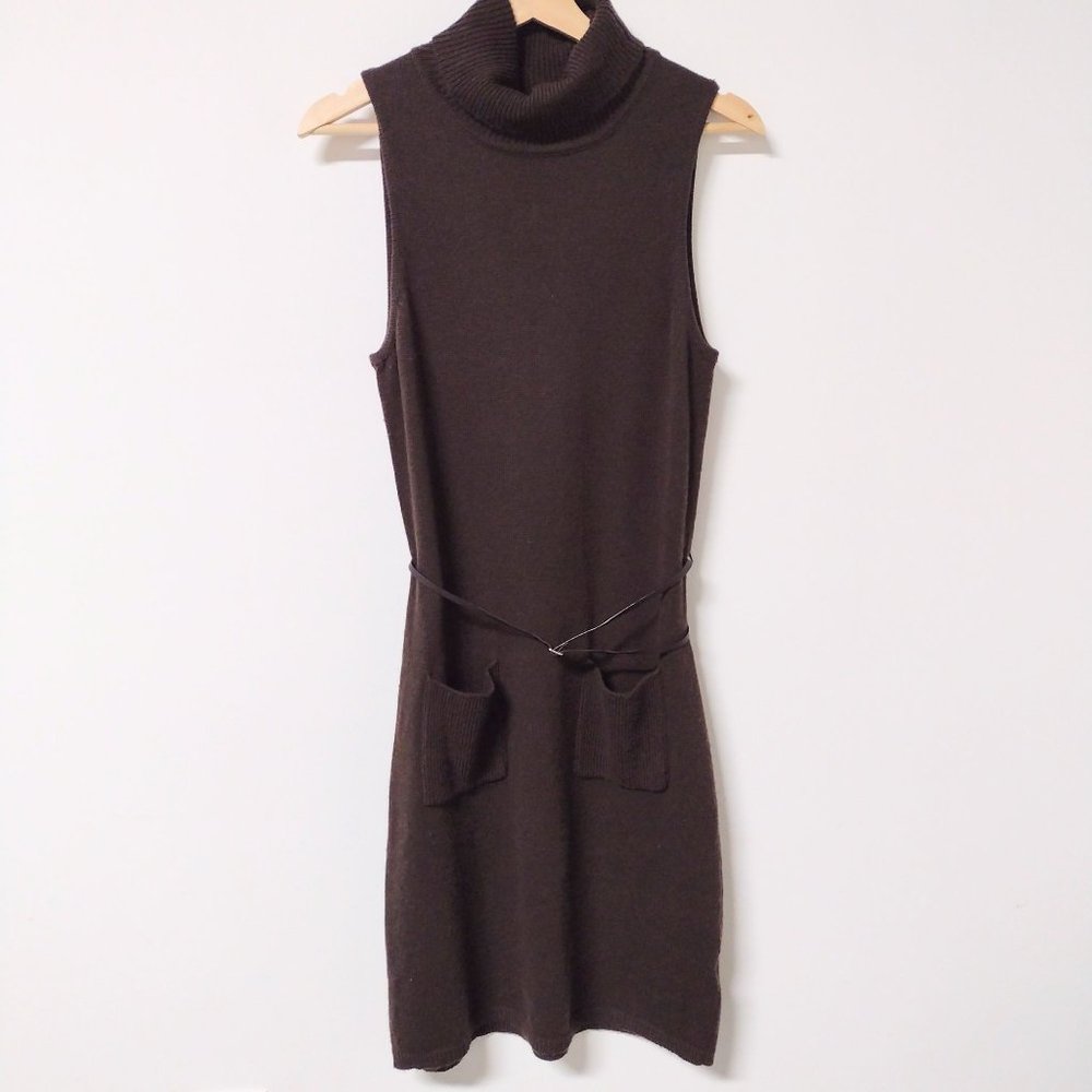 Bruce Field Femme Brown Sweater Dress S/M Cashmere Wool Blend Sleeveless Slinky